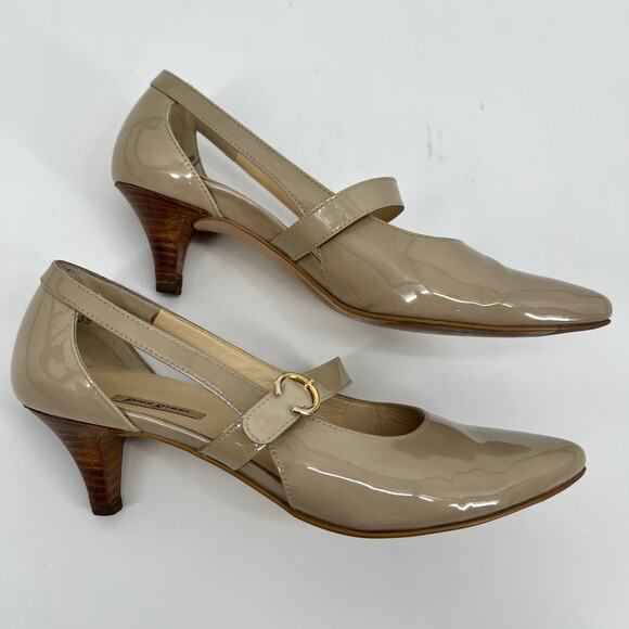 Paul Green Mara Kitten Heel Pump Women US 8 UK 5.5 Taupe Patent Leather MaryJane - Picture 9 of 15